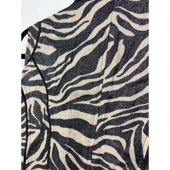 Chicos Vest Womens Sz 2 US L Zebra Print Black Cream Shimmer Metallic - Picture 6 of 6